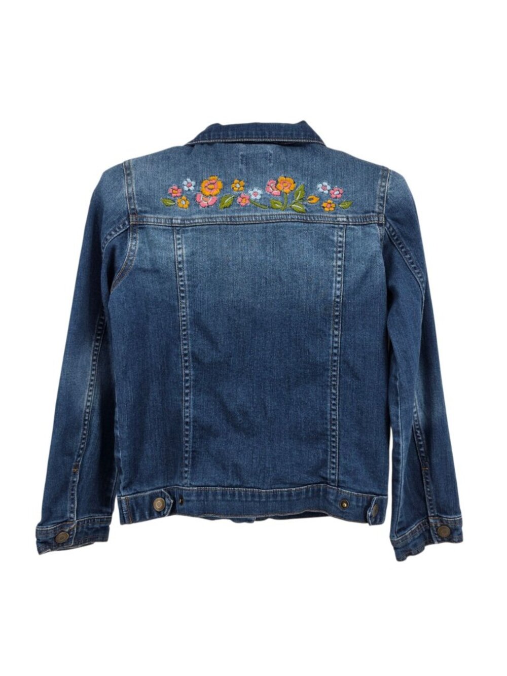 Garnet Hill Kids Girls XL Jacket Embroidered Floral Denim Jean Pockets Stretch